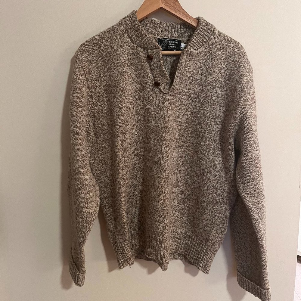 Wool Two Button Oatmeal Sweater - image 1